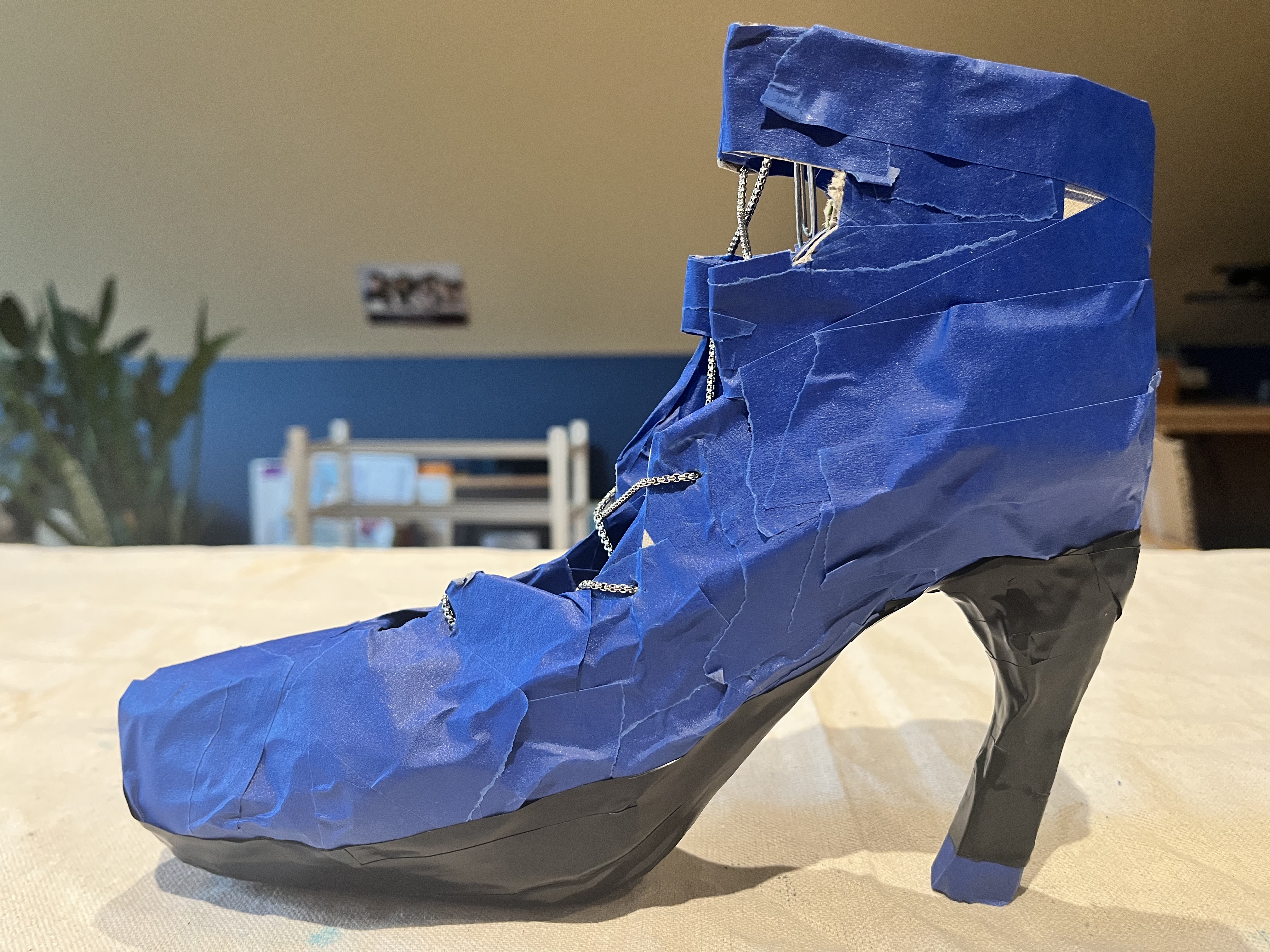 Final Look of the St. Martins Shoe made from egg carton and tape by Jordan Ng